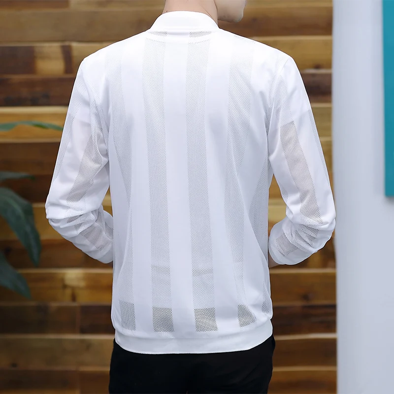 

Transparent Stripe Solid Cool Jackets Men Sun Protection Clothing Summer Casual Jacket skin Thin Coat Male Plus Size M-5XL