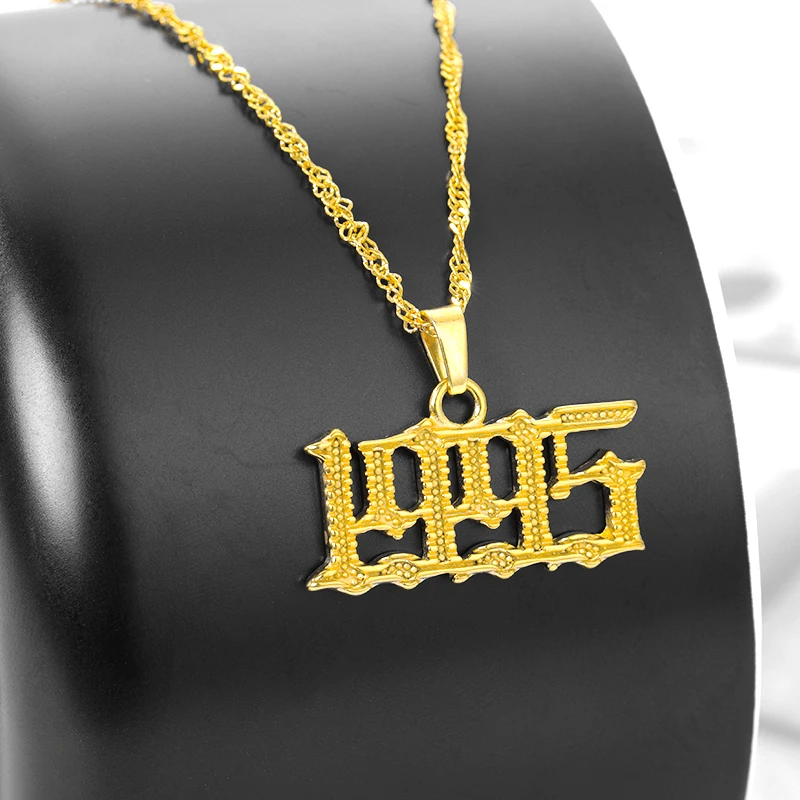 Ожерелье с подвеской в виде цифр на год рождения английском|Ожерелья подвеской| |