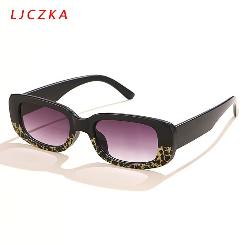 

Small Rectangle Women's Sunglasses New Vintage Leopard Eyewear Female Luxury Brand Travel Gradient Clear Glasses Oculos De Sol