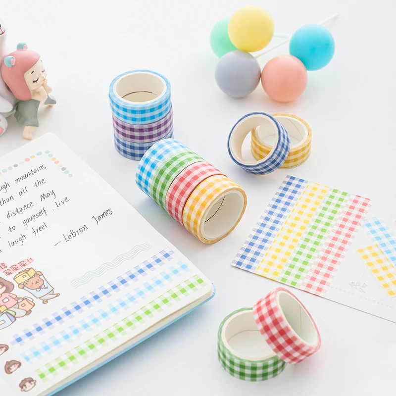 

1Pc Basic Grid Washi Masking Tape Scrapbooking Diary Decorative Adhesive Tape Journal Sticker Label School Stationery Supplies