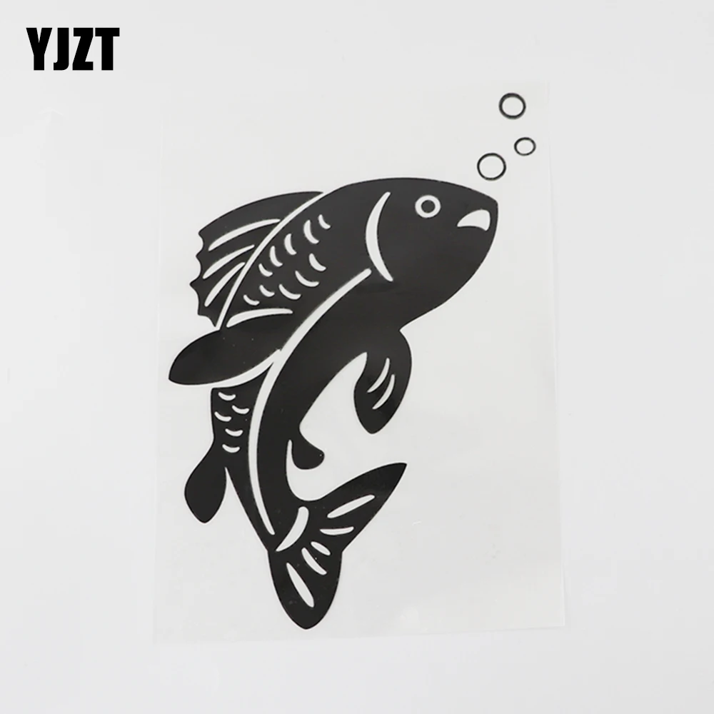 

YJZT 13,5 см × 18,4 см забавная прыгающая рыба виниловые наклейки на машину черная/Серебристая Наклейка 13D-1007