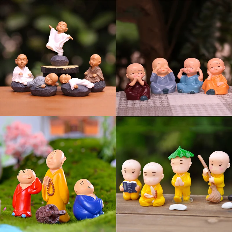 BAIUFOR милый маленький Монах Будда Maitreya фэн-шуй фигурки зеленых растений рокеры