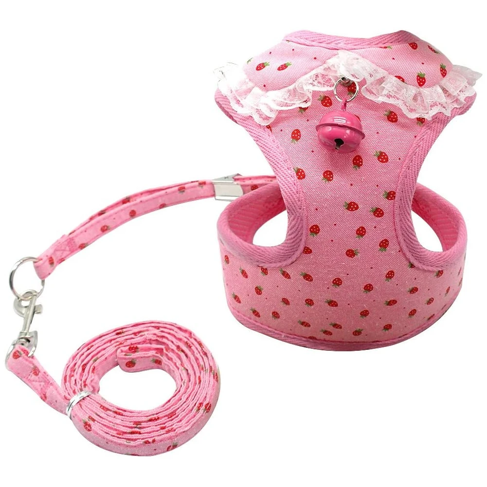 

Pet Dog Cat Harness Set Adjustable Dog Lead Set Pet Mesh Vest Set With Safety Bell For Puppy Small Dogs Cats Walking Training