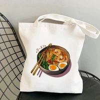 shopper japanses ramen noodles bowl printed tote bag women harajuku shopper handbag girl shoulder shopping bag lady canvas bag