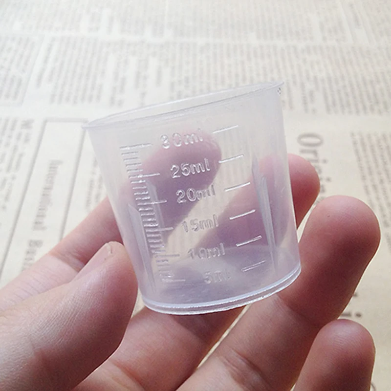 Фото Прозрачный пластиковый мерный стакан OPHIR 30 мл со шкалой для моделирования