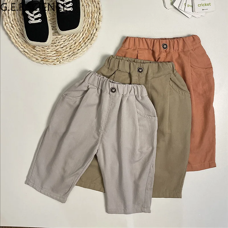 

2021 spring and autumn children's clothing new style boys and girls fashion cotton belt casual pants kids pants