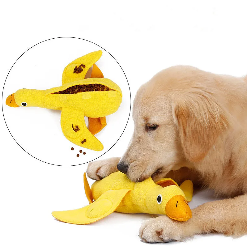 

Dog Treat Food Dispensing Duck Dog Toy Squeak Durable Plush Chew Toys for Small Medium Large Dog Dog Chew Toys Toys for Dogs