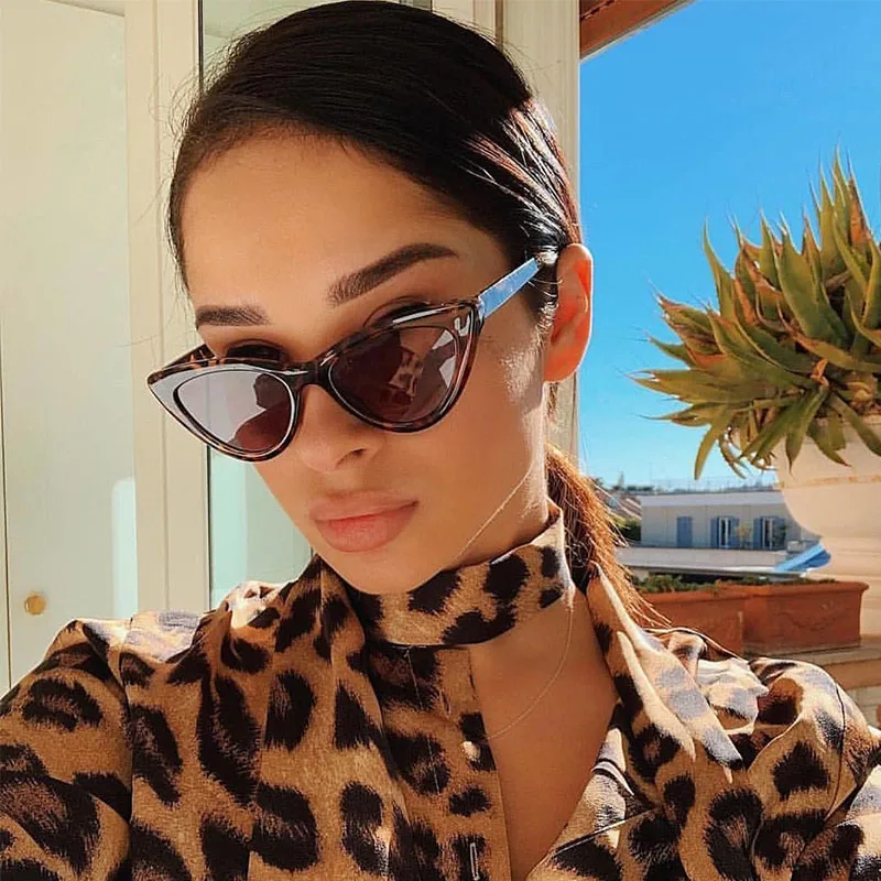 

2021 Cat Eye Fashion Sunglasses Plastic Women Vintage Small Sun Glasses Mirror Sunglasses Female UV400