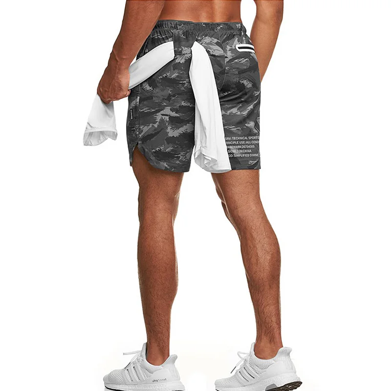 

Men's Summer Breathable Running Sports Shorts Quick-Drying Bodybuilding Fitness Short Pants Jogging Gym Camouflage Casual Shorts