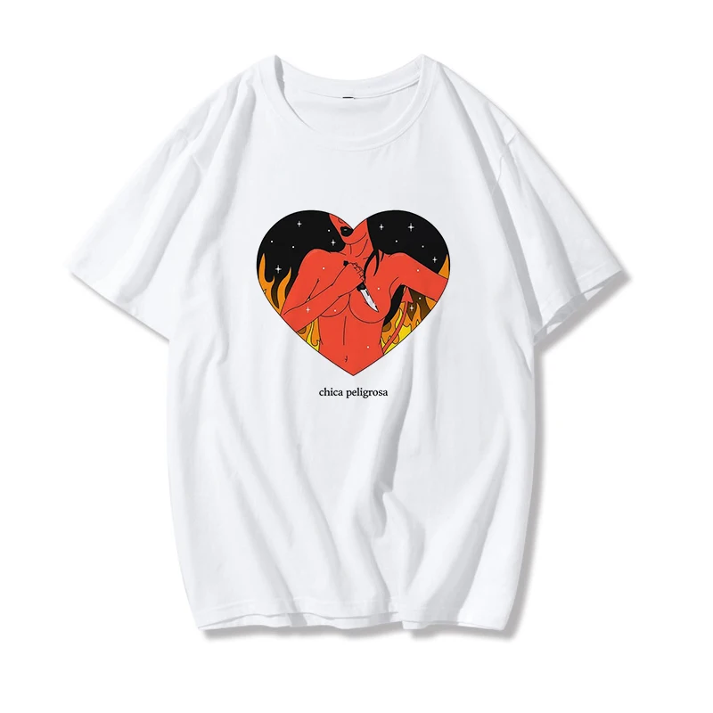 Женская футболка с принтом THE ANGELS PROTECT ME DEMONS винтажный Свободный Топ большого