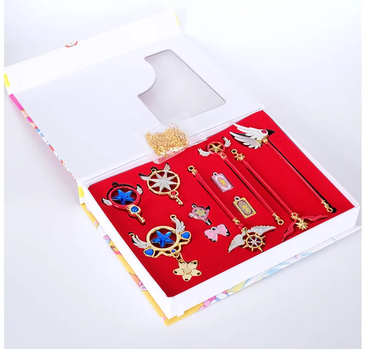 Card Captor Sakura волшебные палочки для ключей ожерелье кулон Косплей Реквизит Коллекция набор аксессуаров