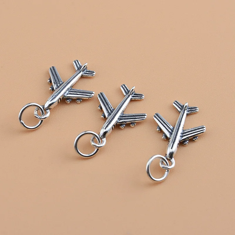 Кулон ручной работы из серебра 925 пробы Маленькая подвеска в виде самолета