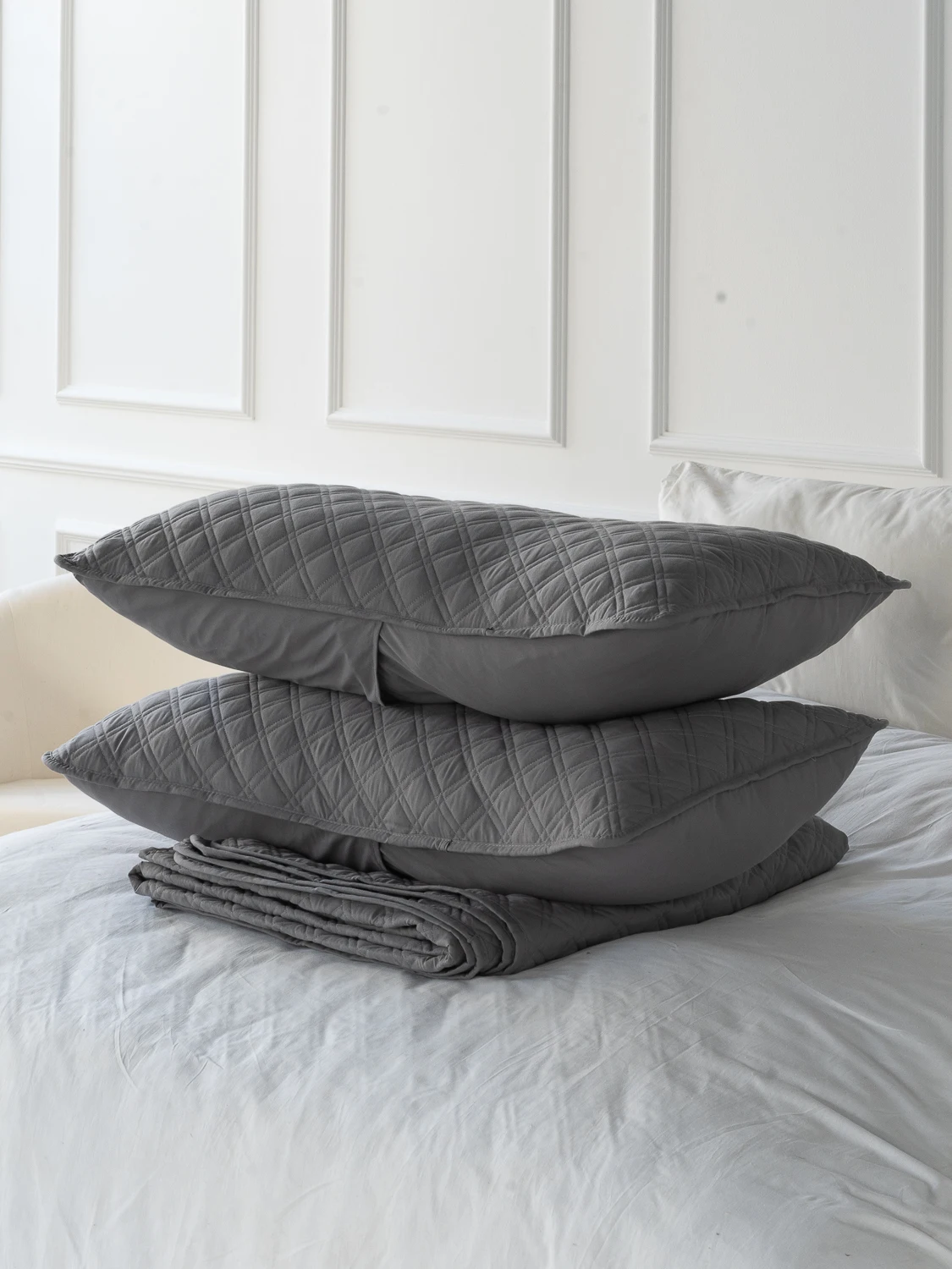 Set bedspread Florence Euro + 2 case for pillow 50*70 Gray item No. 20210102003 | Дом и сад