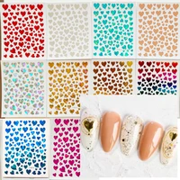 3dnew laser heart bronzing nail art sticker color hot silver nail art decoration decal diy supplies accessories set nude pieces