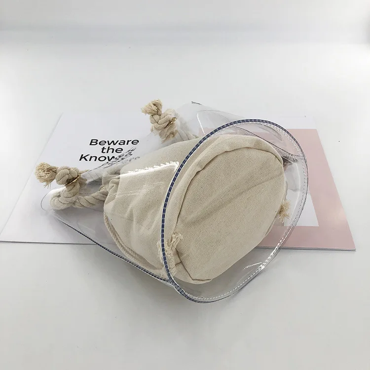 Женские Сумки Sac Прозрачная женская ПВХ Желейная сумка-мешок Женские Пляжные Сумки Sac основной хлопковой веревкой композитная сумка Bolsa Feminina