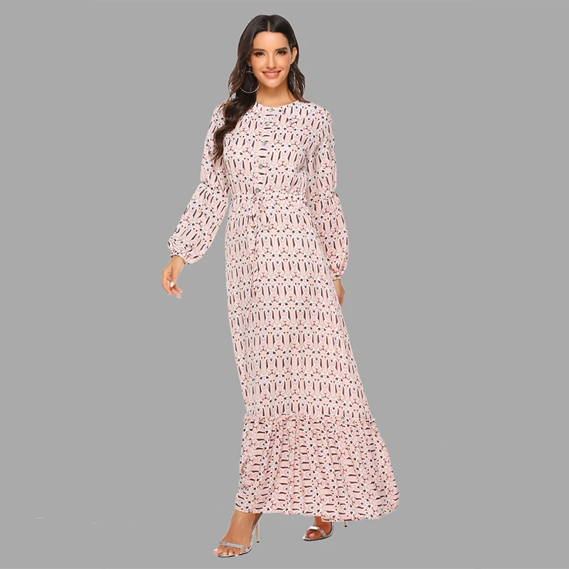 Новейшее элегантное мусульманское платье турецкое дубайское Платье с принтом на