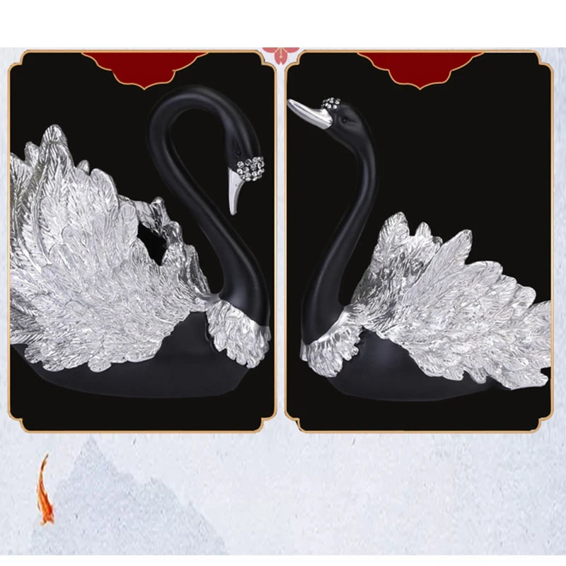 Home Decoration Accessories 1 Couple Of Swan Statue Decor Sculpture Modern Art Ornaments Wedding Gifts For Friend | Дом и сад