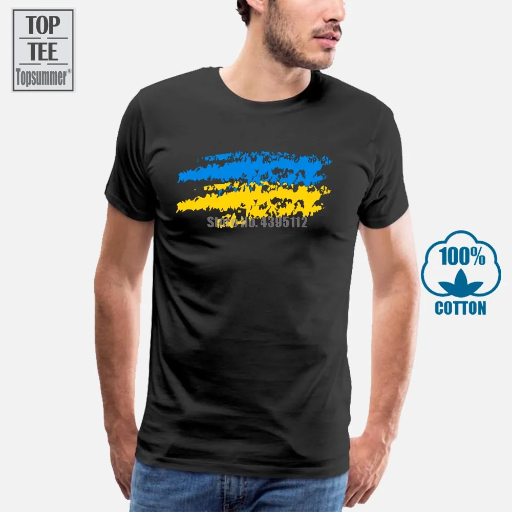 Camiseta con bandera ucraniana de Ucrania para hombre, Camisa de algodón Natural con cuello redondo superventas