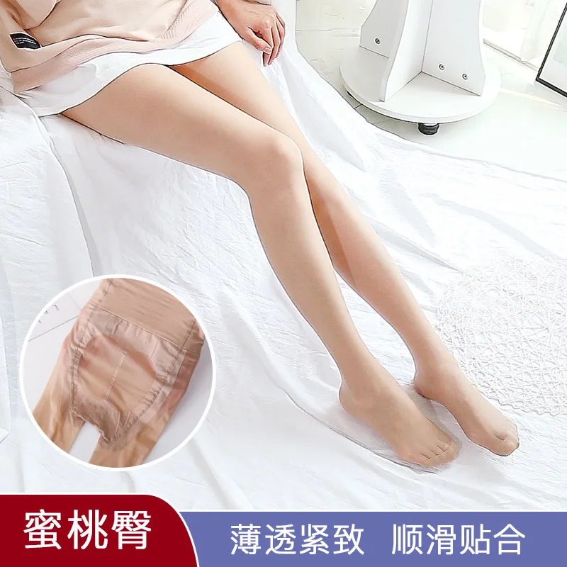 

3-Color Tights Women Sexy Lingerie Ultra-thin Peach Buttocks Arbitrary Cutting Bottomed Silk Stockings Pants Anti Hook Velvet