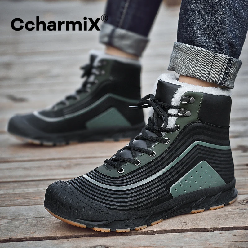 CcharmiX новые зимние ботинки с мехом для мужчин очень теплые размеры 39 ~ 47 мужская