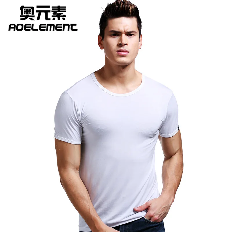 Мужская нижняя футболка однотонная обтягивающая с коротким рукавом | Нательное