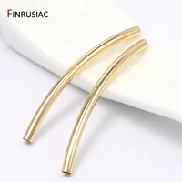 14k gold plated 35mm long curved tube beads accessories for jewelry making