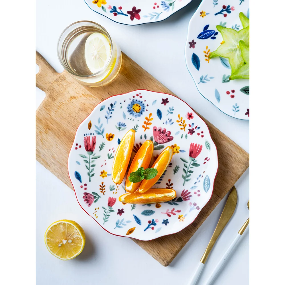 Керамическая тарелка 8 дюймов милая картонная посуда и тарелки наборы с