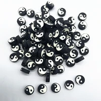 30pcs10mm black tai chi design polymer clay spacer loose beads for jewelry making diy bracelet accessories