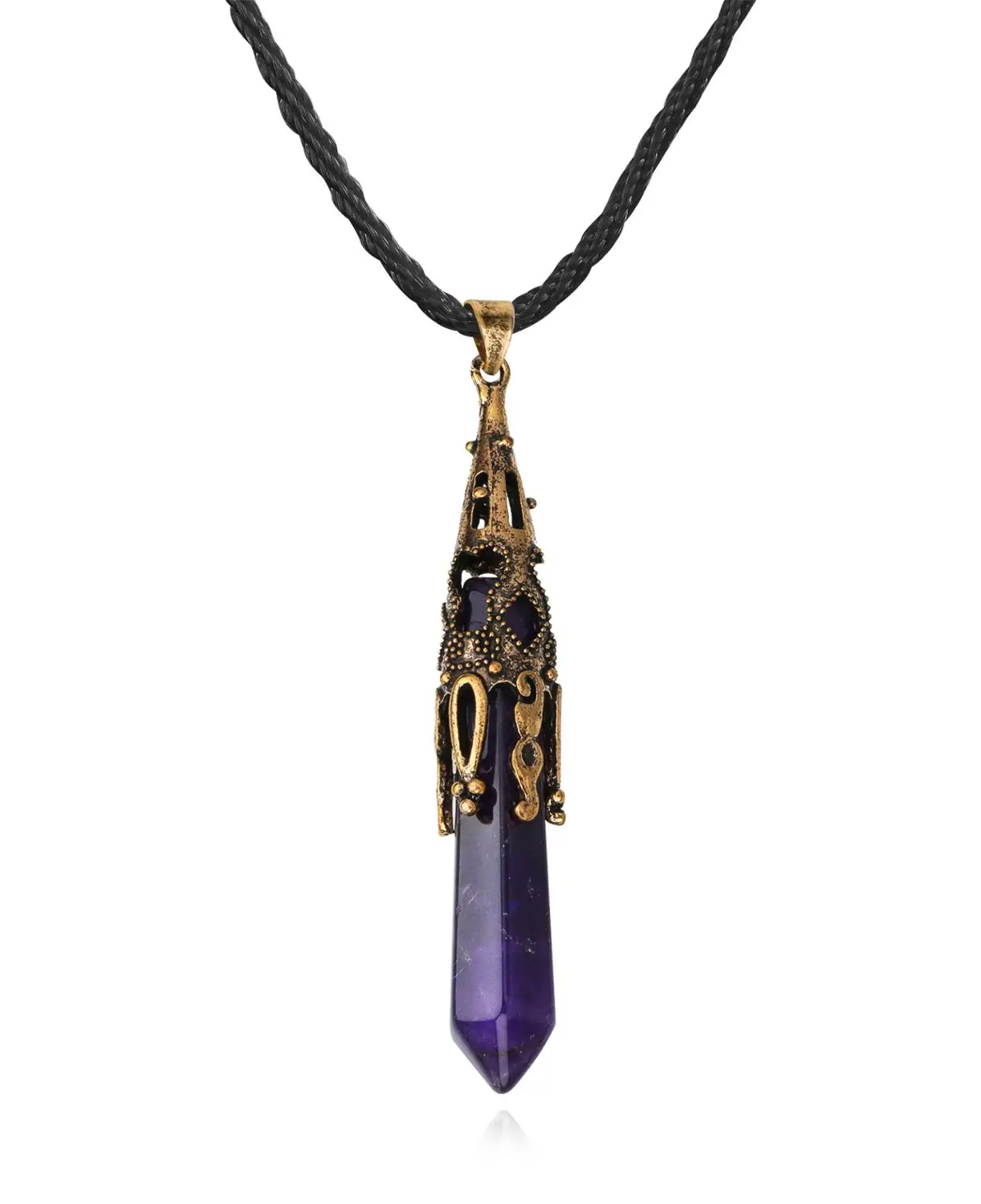 Ожерелье с подвеской в виде шестиугольной колонны из натурального хрустального