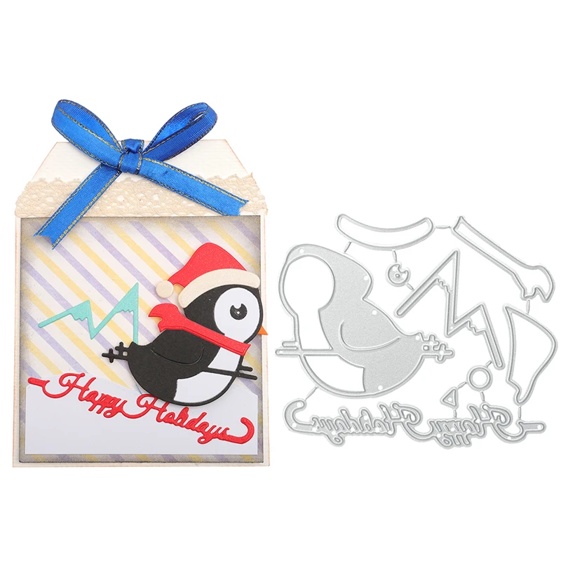 DiyArts Happy Holiday Ski Penguin Metal Cutting Dies Photo Album Embossing Mold Craft Stencil Templates for Diy Scrapbooking New | Дом и сад