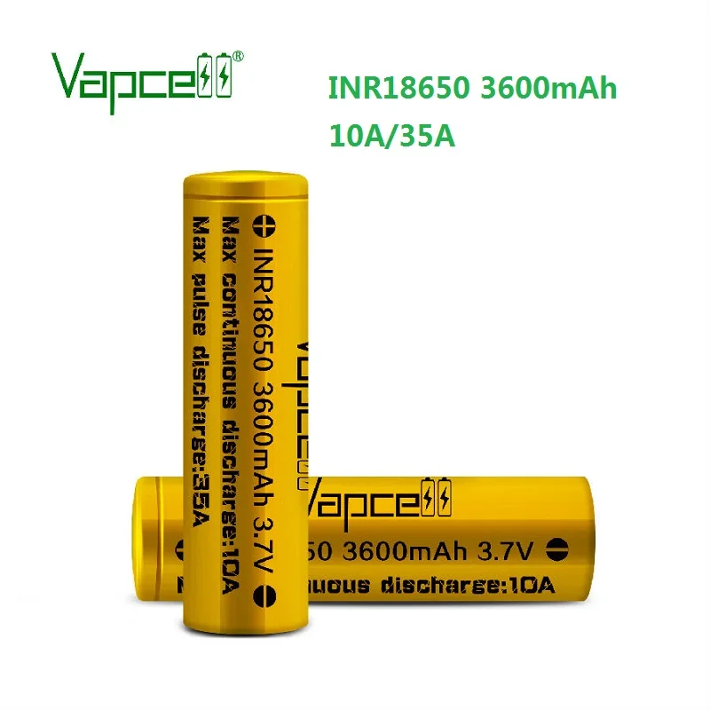 Бесплатная доставка аккумулятора Vapcell inr18650 3600mAh 10A / 35A высокой емкости 3,7 В 18650 Li-ion.