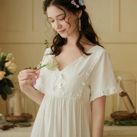 princess woman cotton dressing gown vintage style long sleeve robe sleepwear nightdress nightgowns nightwear negligee