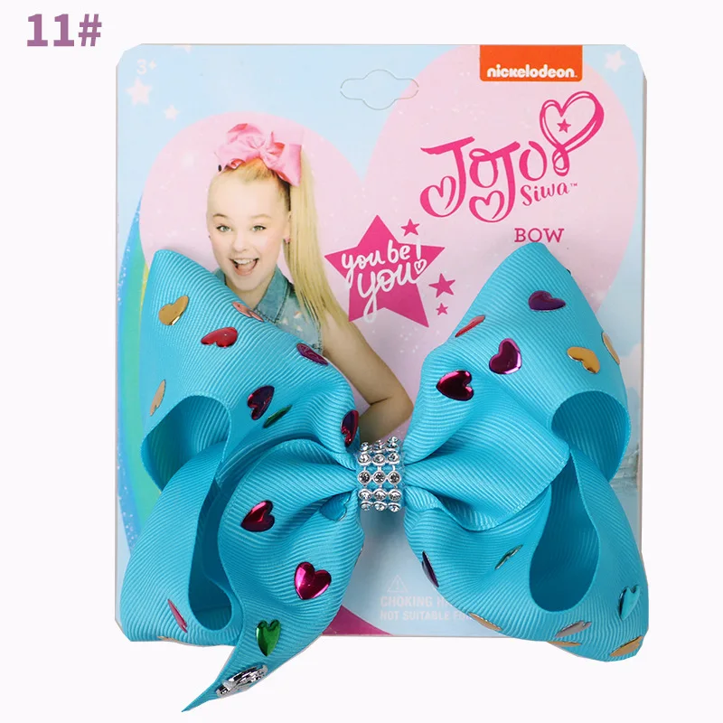 14 шт./лот 5 дюймов JOJO SIWA банты лента бант для волос с зажимы для волос банты Стразы центр Детские волосы для девочек Аксессуары Головные уборы