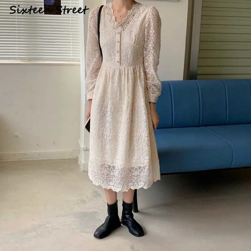 

Платья для женщин с v-образным вырезом Ретро кружево одежда с длинным рукавом с высокой талией осенние сексуальное платье Vestido De Mujer; Винтажн...