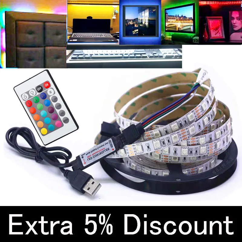 Гибкая светодиодная лента 50 см 1 м 2 3 4 5 USB в постоянного тока SMD 2835 | Лампы и