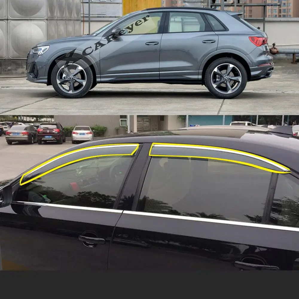 Auto Body Styling Aufkleber Kunststoff Fenster Glas Wind Visor Regen/Sonnenschutz Vent Markisen Rauch Teile Für AUDI Q3 f3 2019-2022