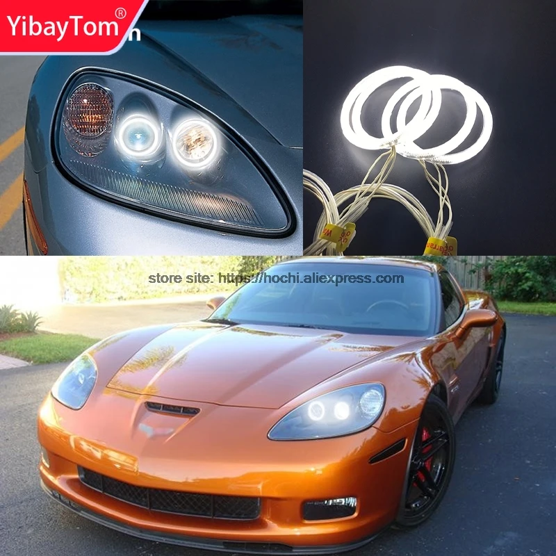 

Комплект белых фар YibayTom ccfl с ангельскими глазами 6000k ccfl, гало, кольца для Chevrolet Corvette от 2005 до 2013