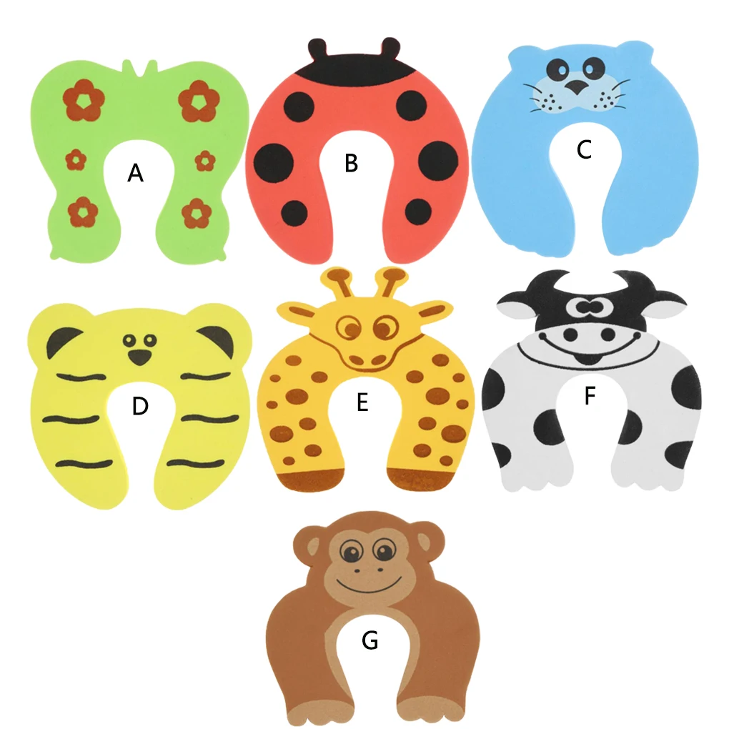 Protector de puerta con dibujos animados para beb&eacute;s y ni&ntilde;os, pomo Protector de dedos para la pared, a prueba de golpes, 5 unidades-5