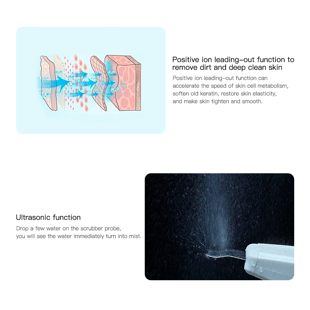 Skin Scrubber Ultrasonic Ion Facial Care Ultrasonic Scrubber Cleaner Blackhead Removal Face Peeling Extractor Skin Beauty Tools