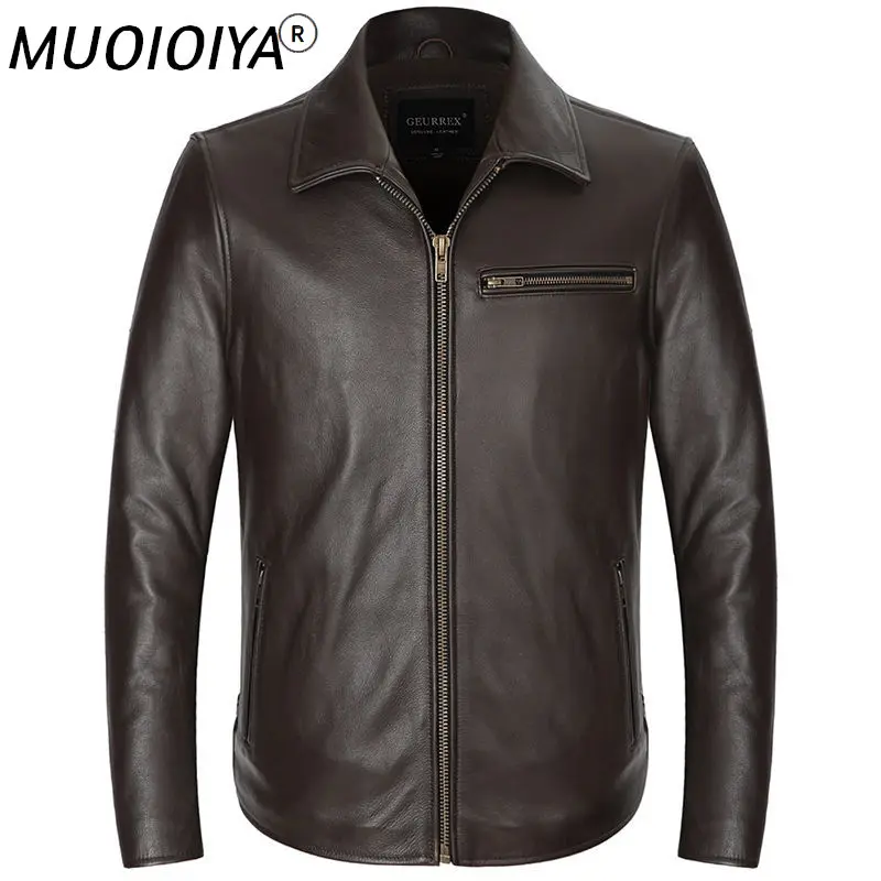 Мужская куртка из натуральной коровьей кожи деловая куртка-бомбер с натуральным
