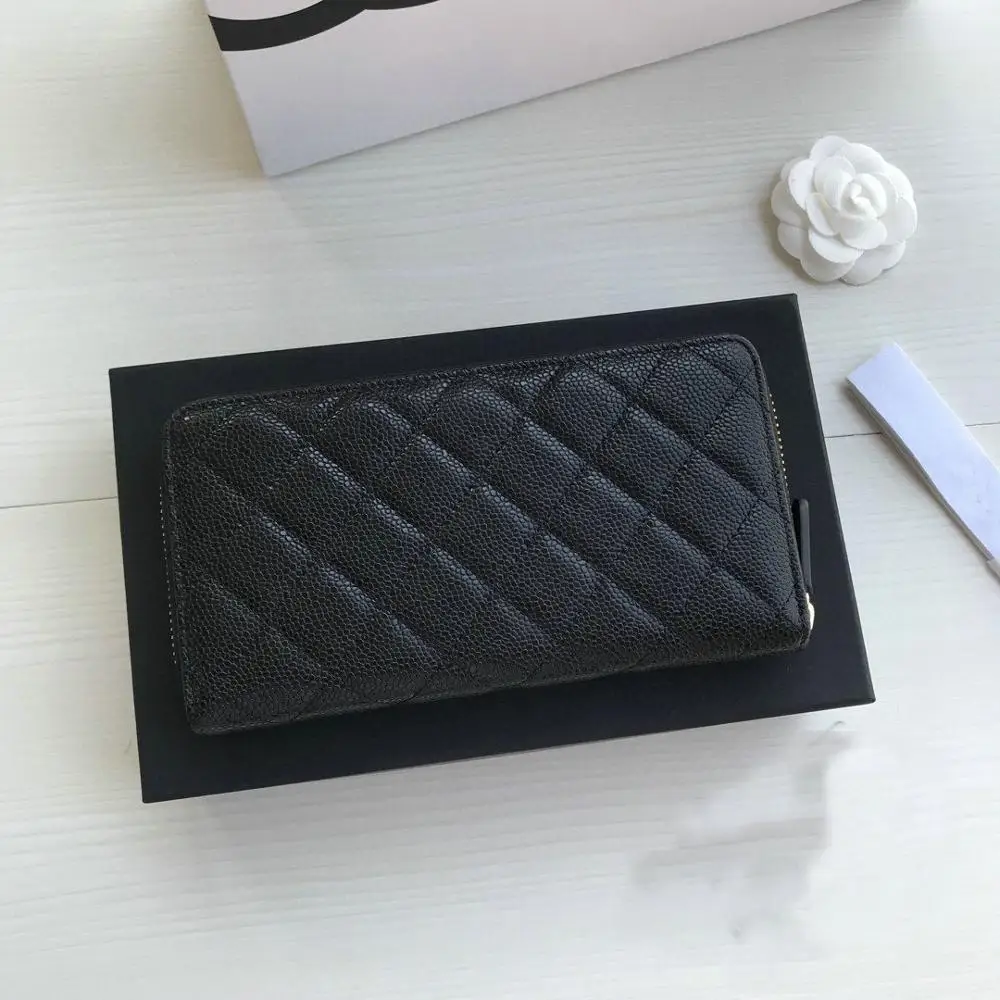 Высококачественный дизайнерский кошелек c из натуральной кожи икры Черный