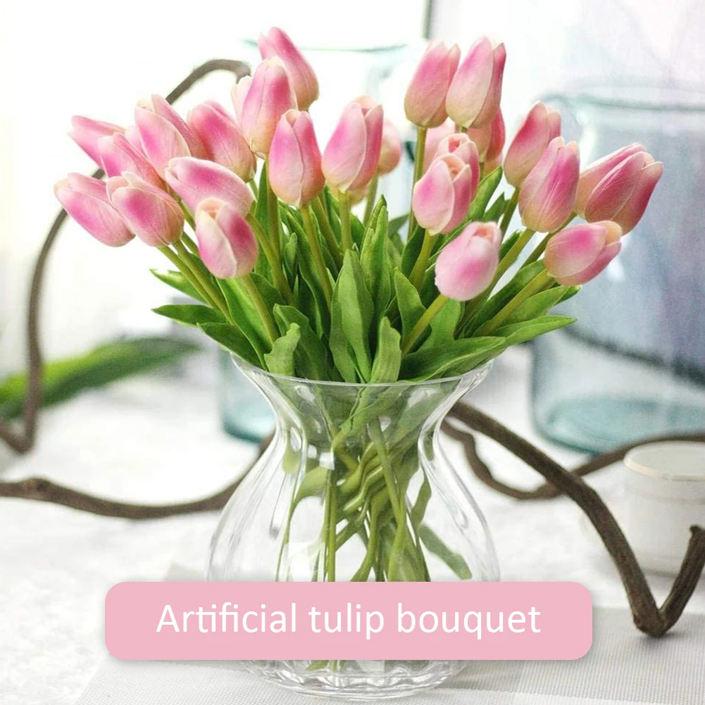 

10PCS Artificial Tulip Bouquet BundleTulip Artificial Flower Real Touch Bouquet Fake Flower for Wedding Decoration Garen Decor