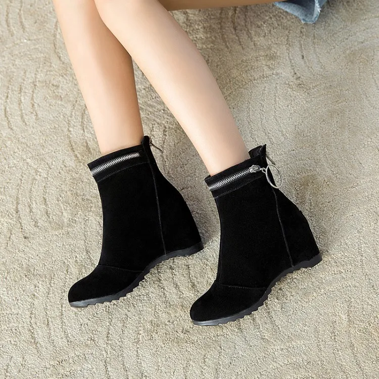 Big Size 9 10 11 12 13 boots women shoes ankle for ladies woman winter Solid color round head heel | Обувь