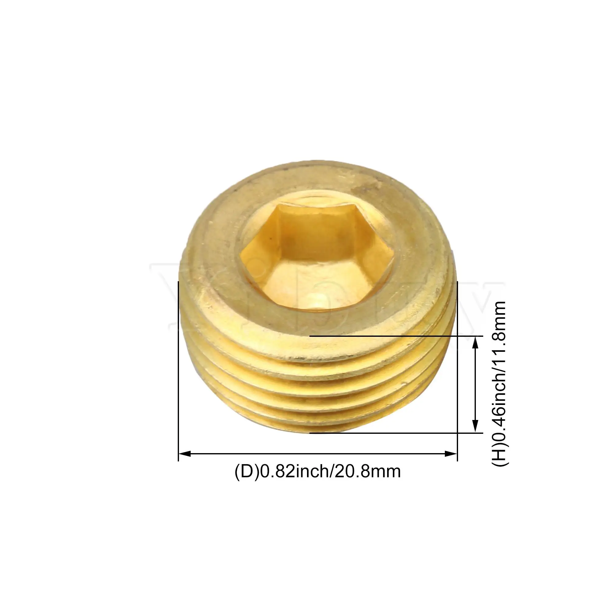 

2 x Hexagon Brass Sunk Plug Brass Pipe Fitting Hex Plug 1/2 Inch