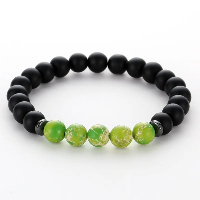 Браслеты с пятью натуральными драгоценными камнями 8 мм черные абразивные бусины