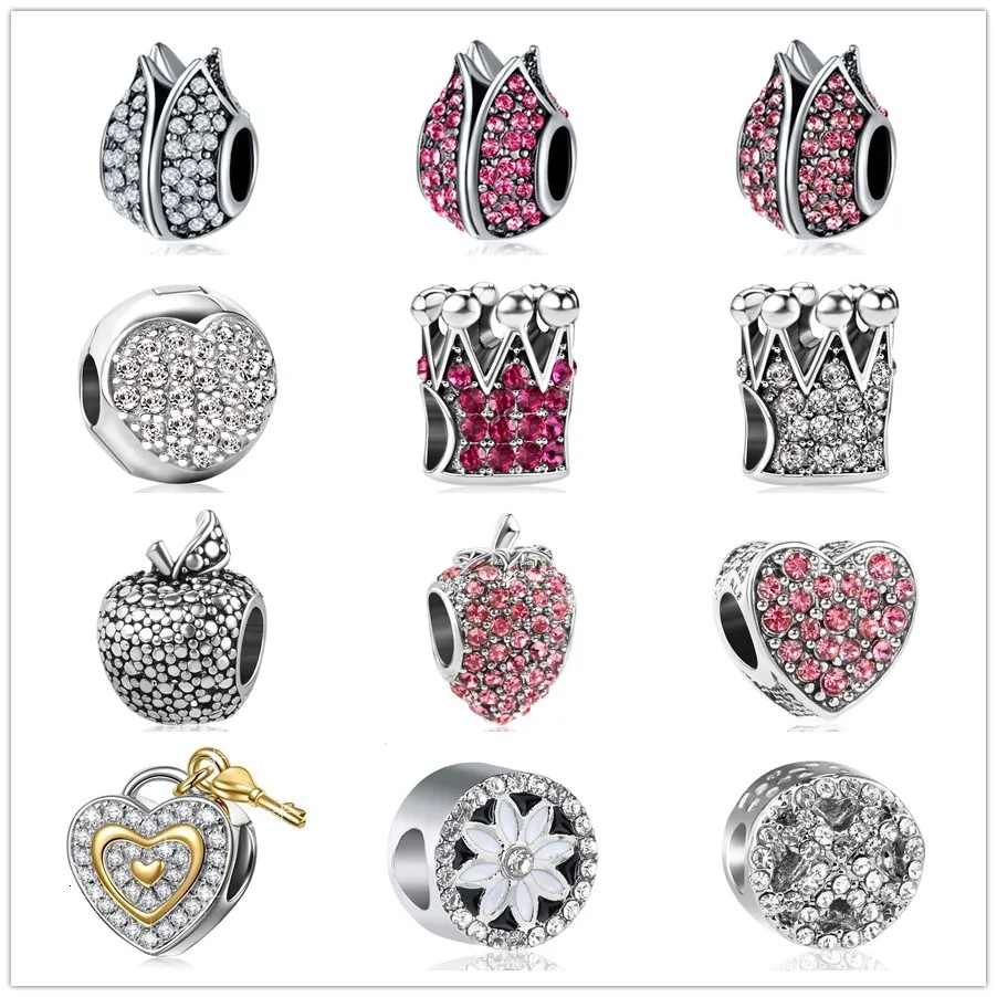 Лотос цветок яблоко корона клубника снежинка любовь бусины шармы кристаллы