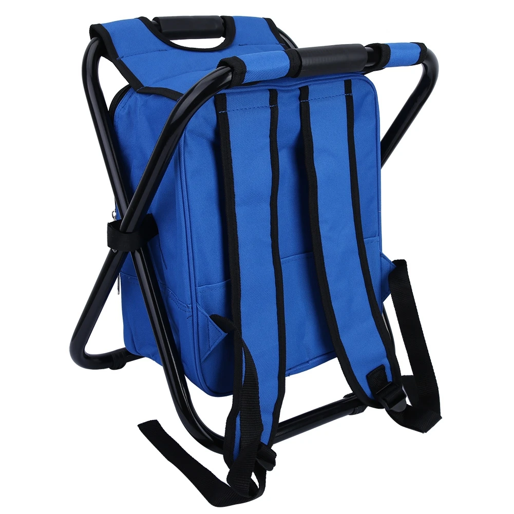 Satılık Folding Portable Chair Stool With Insulatation Cooler Bag For Fishing Camping Beach Outdoor Portable Picnic Folding Chair_blue