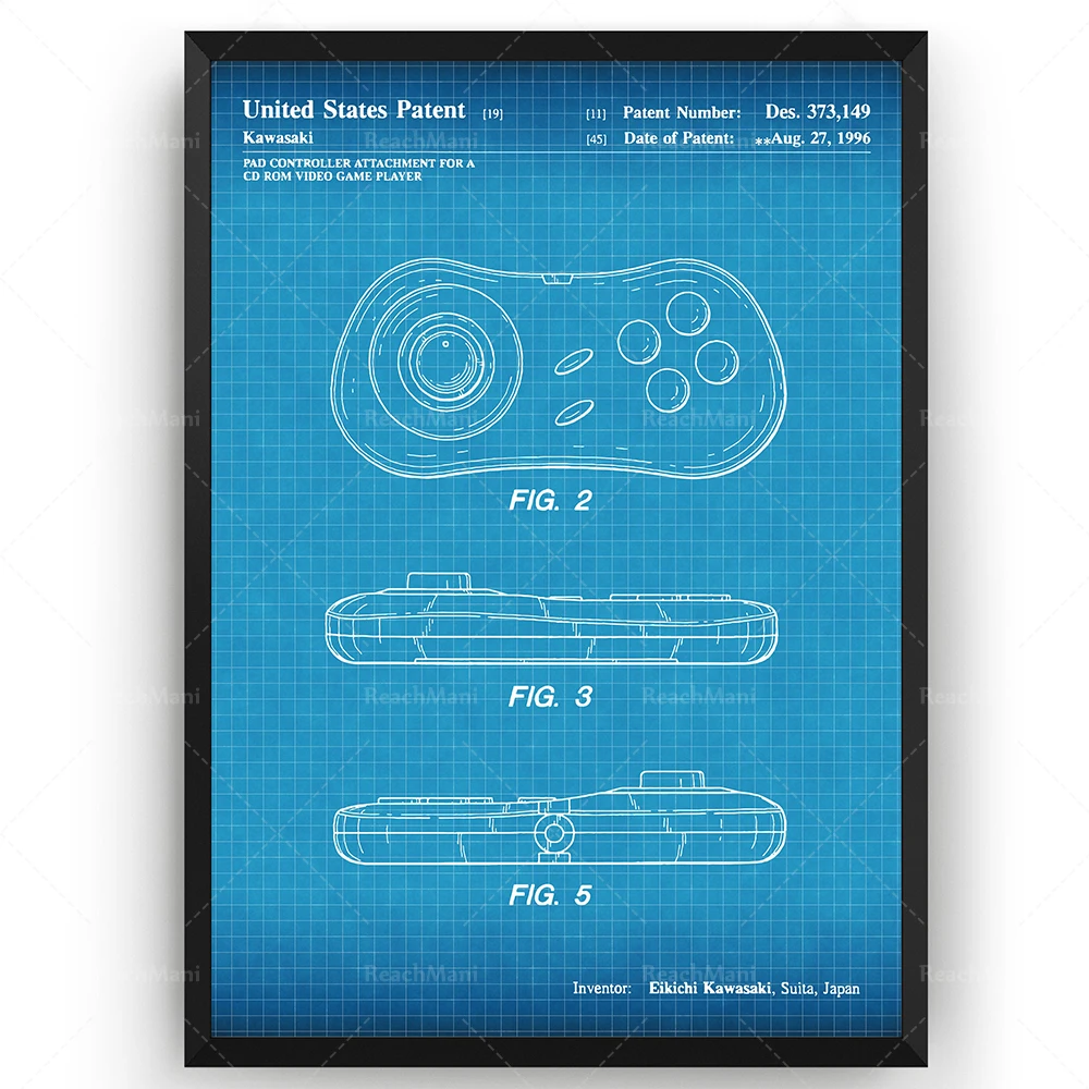 Контроллер Neo Geo CD Pad 1996 запатентованная печать декоративный план настенный