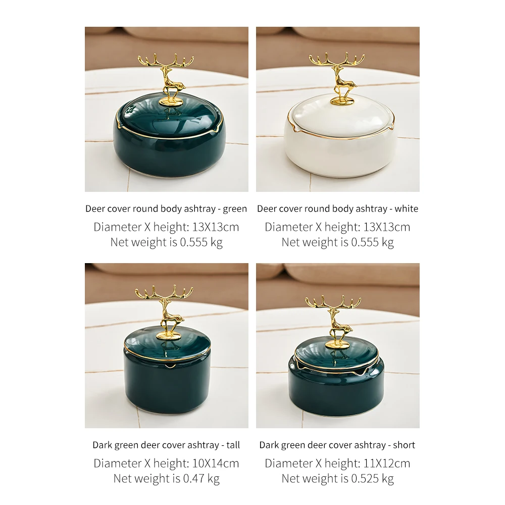 

Home Decor Ceramic Ashtray Deer Cover Cute Portable Ashtray Living Room Office Desktop Accessories Ashtray Outdoor Windproof