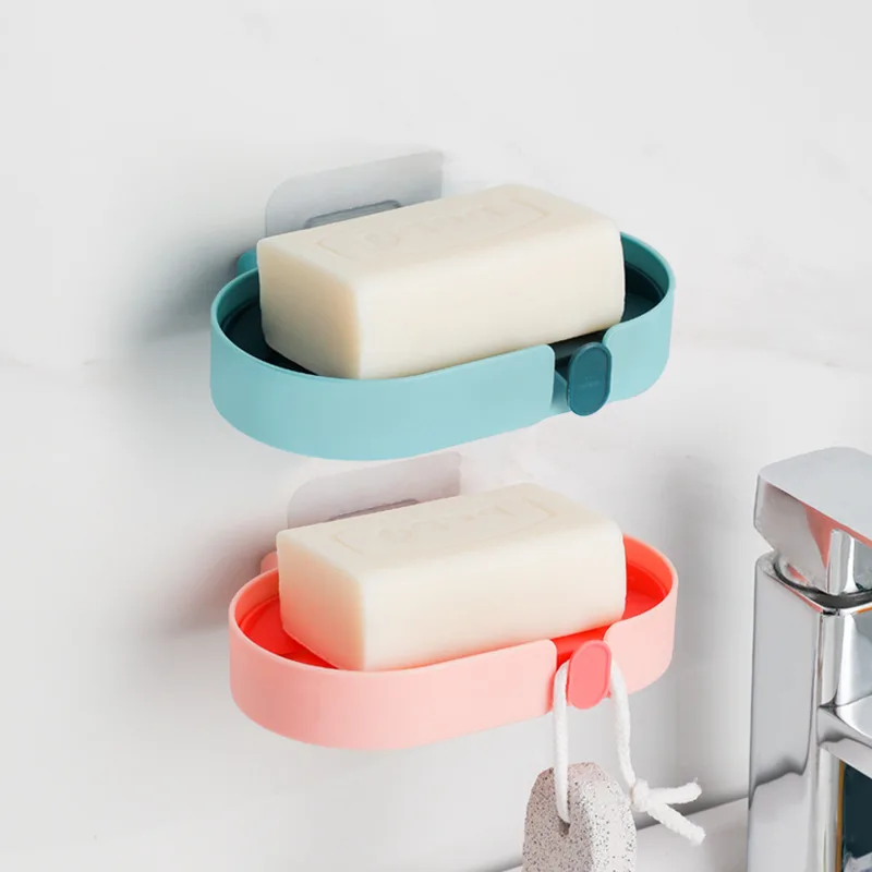 

Wall Mounted Soap Dishes Holder Self-adhesive Bathroom Kitchen Accessories